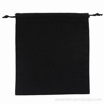 Black Cotton Cosmetic Drawstring Bag, Measures 18 x 20cm